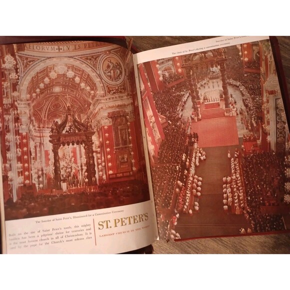 The Holy Bible Illustrated 1955 Catholic Red Christmas Gift w/Bookmark READ PLZ - Picture 15 of 16